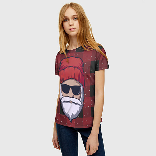 Женская футболка SANTA HIPSTER САНТА ХИПСТЕР / 3D-принт – фото 3