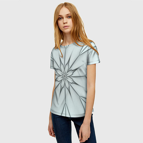 Женская футболка Абстрактный цветок Серо-голубой 1-30 / 3D-принт – фото 3