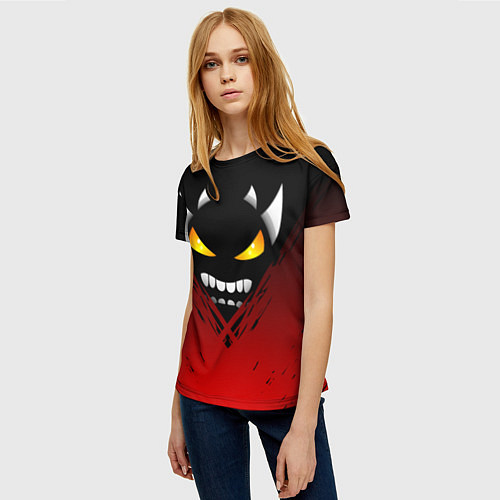 Женская футболка Geometry Dash: Demon Smile / 3D-принт – фото 3