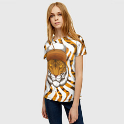 Футболка женская Тигр в кепке, цвет: 3D-принт — фото 2