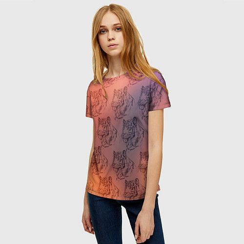 Женская футболка Тигровый паттерн / 3D-принт – фото 3