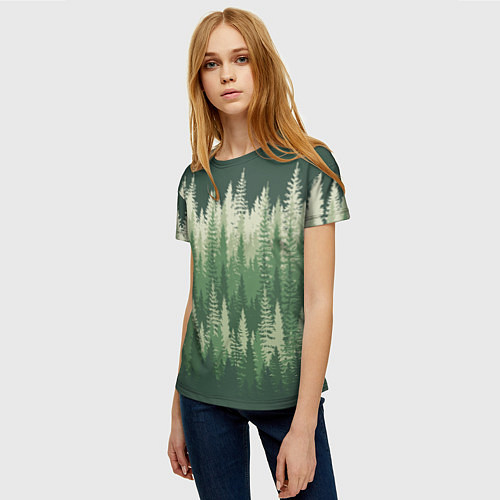 Женская футболка Елки-палки, хвойный лес / 3D-принт – фото 3