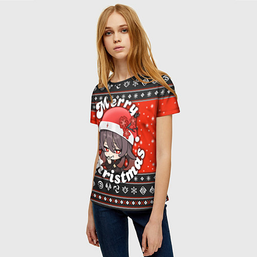 Женская футболка HU TAO MERRY CHRISTMAS / 3D-принт – фото 3
