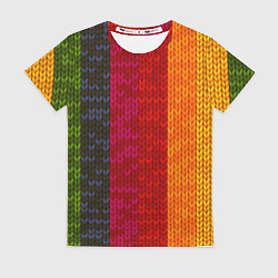 Футболка женская Вязаная радуга, цвет: 3D-принт