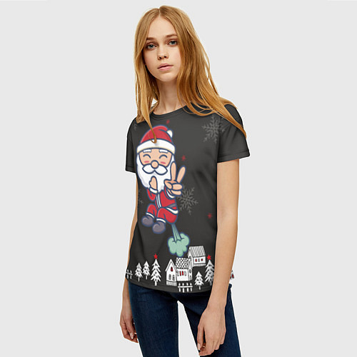 Женская футболка Плохой Санта 2022 Bad Santa / 3D-принт – фото 3