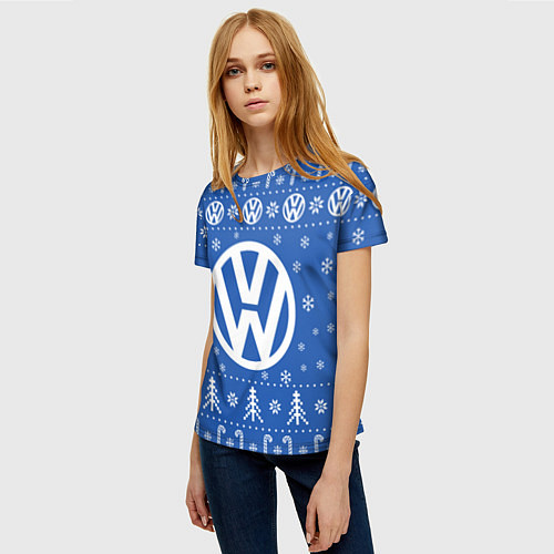 Женская футболка Volkswagen Новогодний / 3D-принт – фото 3