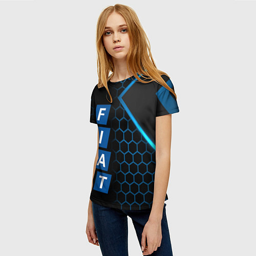 Женская футболка FIAT BLUE SPORT ФИАТ СПОРТ / 3D-принт – фото 3