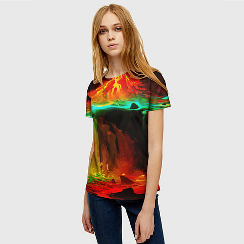 Женская футболка Кратер Вулкана / 3D-принт – фото 3