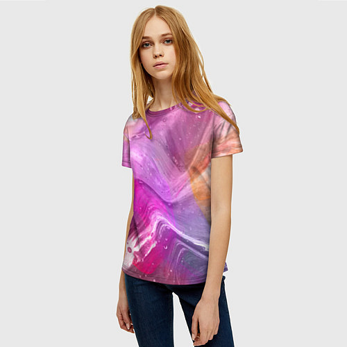Женская футболка Акварельные Волны / 3D-принт – фото 3
