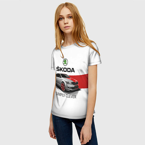 Женская футболка Skoda Rapid Sport / 3D-принт – фото 3