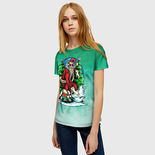Женская футболка Санта дедок / 3D-принт – фото 3
