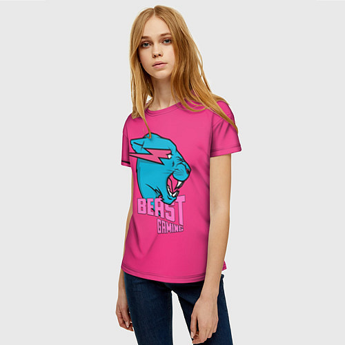 Женская футболка Mr Beast Gaming Full Print Pink edition / 3D-принт – фото 3