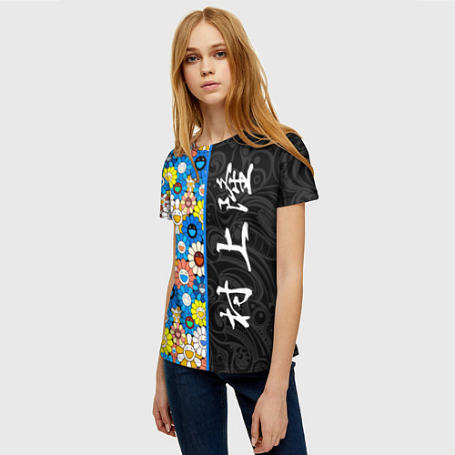 Женская футболка Такаси Мураками Иероглифами / 3D-принт – фото 3
