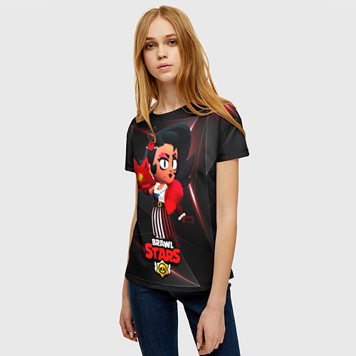 Женская футболка LOLA BRAWL STARS redblack / 3D-принт – фото 3