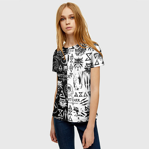 Женская футболка THE WITCHER LOGOOMBING ВЕДЬМАК ПАТТЕРН / 3D-принт – фото 3