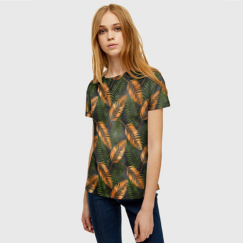 Женская футболка Африканские листья / 3D-принт – фото 3
