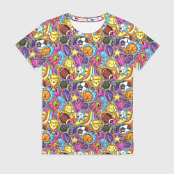 Женская футболка Разный спорт в мультяшном стиле