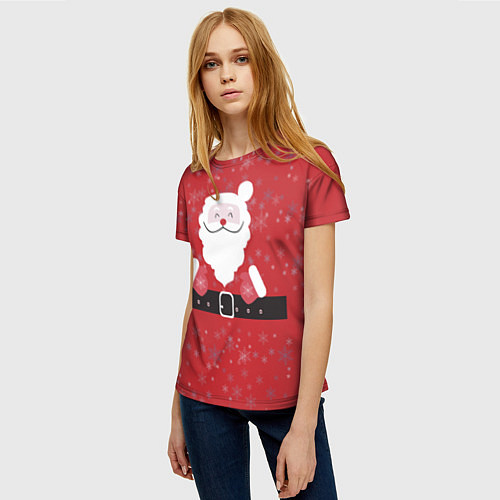 Женская футболка Санта Клаус со снежинками / 3D-принт – фото 3