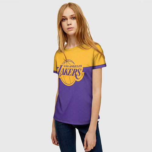 Женская футболка LAKERS LINE HEXAGON SPORT / 3D-принт – фото 3