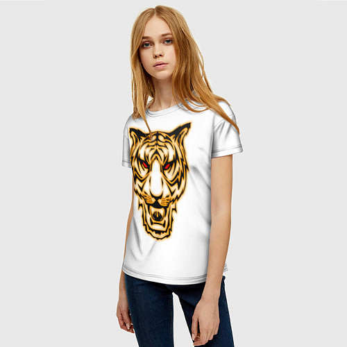 Женская футболка Тигр с классным и уникальным дизайном в крутом сти / 3D-принт – фото 3