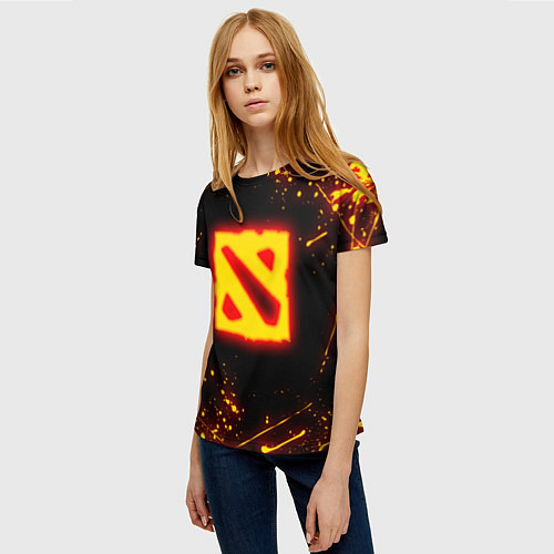 Женская футболка DOTA 2 FIRE LOGO ДОТА 2 ОГНЕННЫЙ ЛОГО / 3D-принт – фото 3