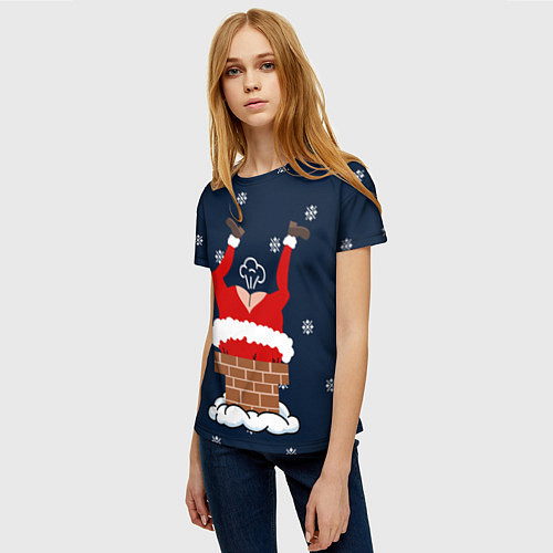 Женская футболка САНТА КЛАУС ЗАСТРЯЛ SANTA / 3D-принт – фото 3