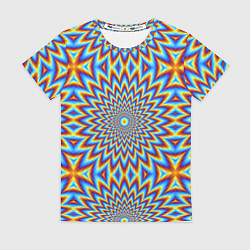 Женская футболка Пульсирующий синий цветок иллюзия движения