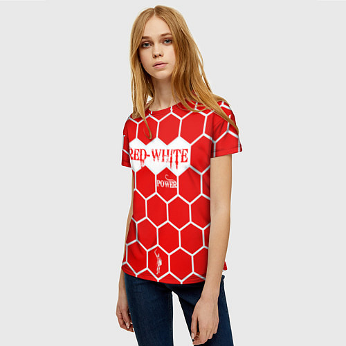 Женская футболка Красно-Белая Сила / 3D-принт – фото 3
