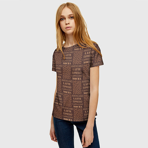 Женская футболка Разные Виды Кофе / 3D-принт – фото 3