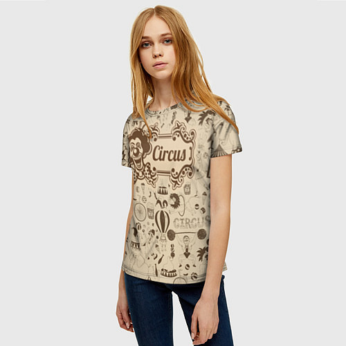 Женская футболка Цирк винтажный / 3D-принт – фото 3