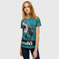 Футболка женская San Jose Sharks, Сан Хосе Шаркс, цвет: 3D-принт — фото 2