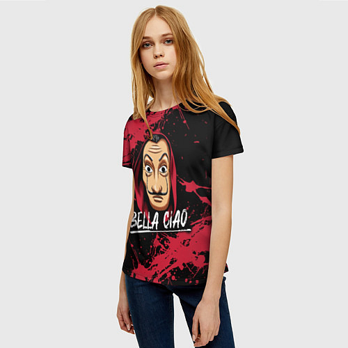 Женская футболка БУМАЖНЫЙ ДОМ LA CASA DE PAPEL BELLA CIAO / 3D-принт – фото 3