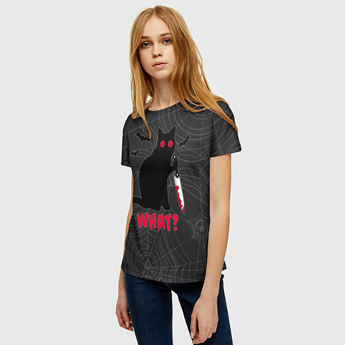 Женская футболка What? Кот убийца / 3D-принт – фото 3