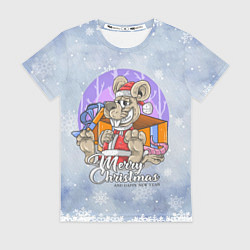 Футболка женская Санта Крыс, цвет: 3D-принт