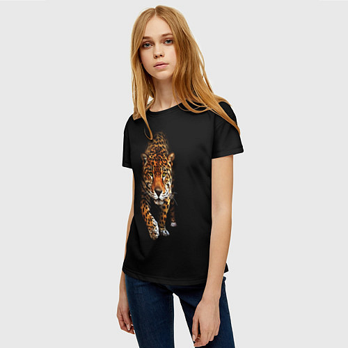 Женская футболка Big Cat Leo / 3D-принт – фото 3