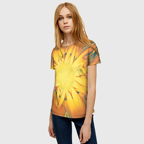 Женская футболка Солнечный цветок Абстракция 535-332-32 / 3D-принт – фото 3