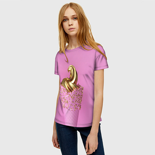 Женская футболка Золотое мороженное / 3D-принт – фото 3