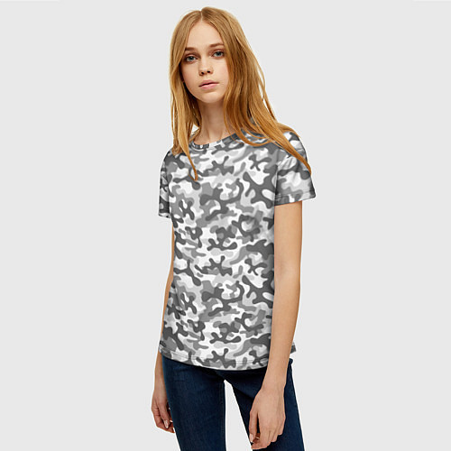 Женская футболка Серый Городской Камуфляж / 3D-принт – фото 3