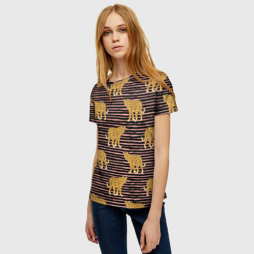 Женская футболка Леопарды паттерн / 3D-принт – фото 3