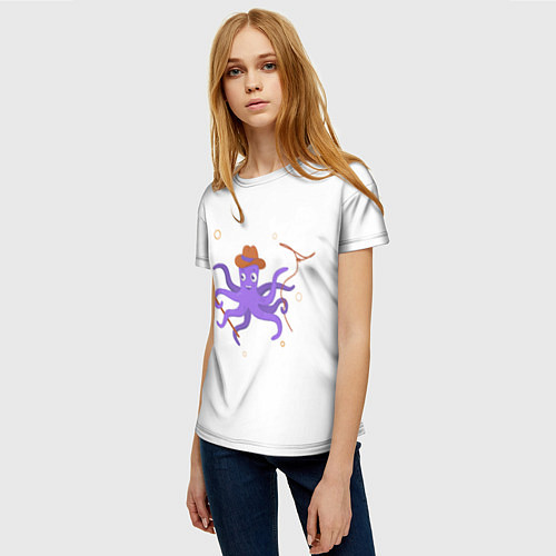 Женская футболка Осьминог ковбой / 3D-принт – фото 3