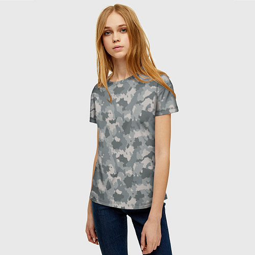 Женская футболка Серый Камуфляж городской / 3D-принт – фото 3