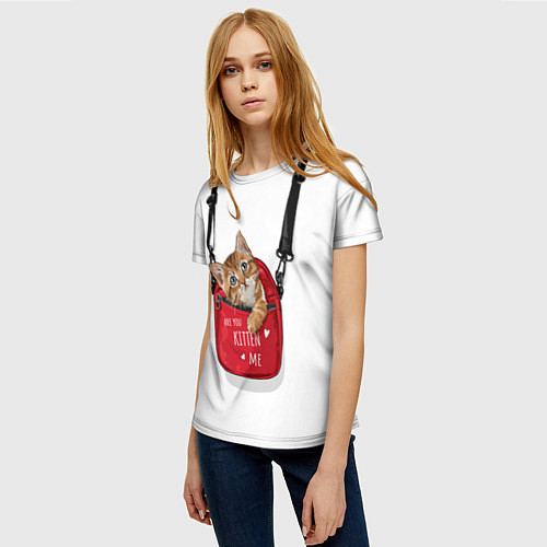 Женская футболка Карманный котенок / 3D-принт – фото 3