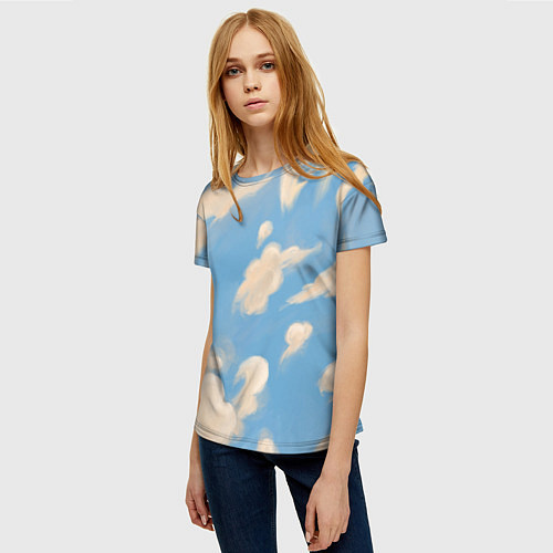 Женская футболка Рисунок голубого неба с облаками маслом / 3D-принт – фото 3