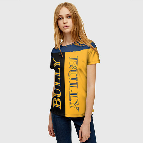 Женская футболка Bully Вертикальное лого / 3D-принт – фото 3
