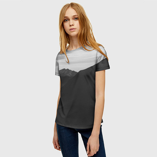 Женская футболка ТЕМНЫЕ ГОРЫ / 3D-принт – фото 3