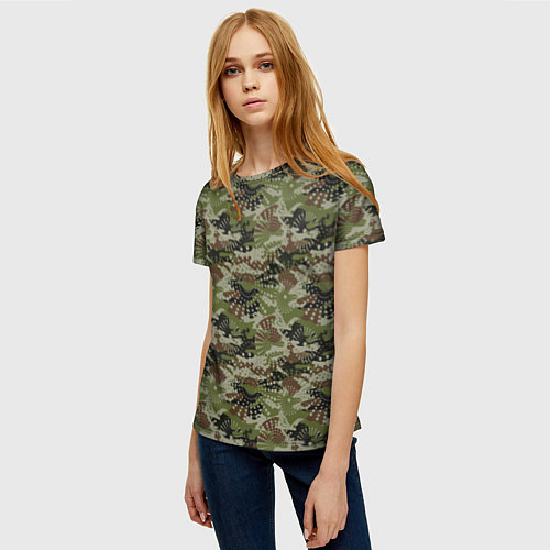 Женская футболка Абстрактные Брызги камуфляж / 3D-принт – фото 3