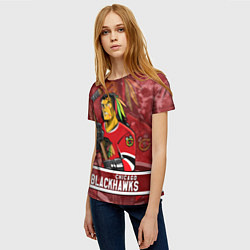 Футболка женская Chicago Blackhawks , Чикаго Блэкхокс, цвет: 3D-принт — фото 2