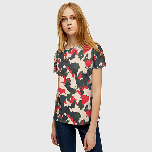 Женская футболка Модный Камуфляж - милитари / 3D-принт – фото 3