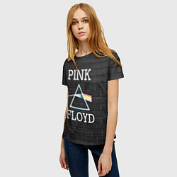 Футболка женская PINK FLOYD LOGO - ПИНК ФЛОЙД ЛОГОТИП, цвет: 3D-принт — фото 2