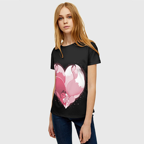 Женская футболка Сердце Две Кицуне / 3D-принт – фото 3